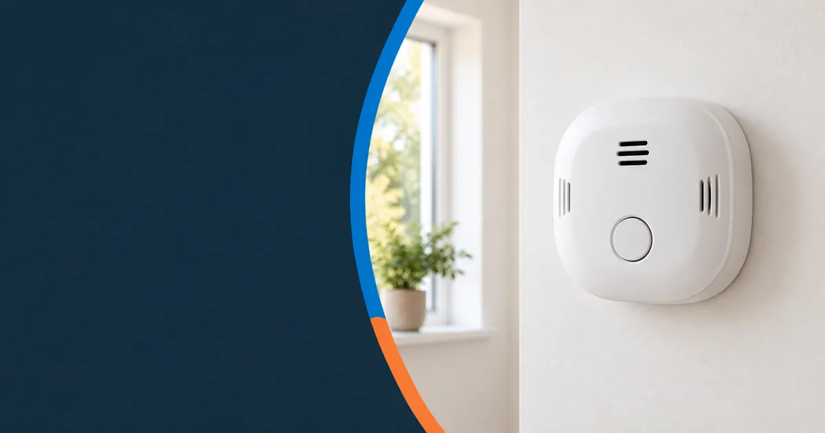 A white carbon monoxide alarm fitted on a wall